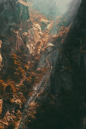 色彩-黄山-人文-光线-光绘 图片素材