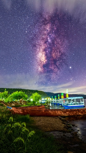 星空-云南-抚仙湖-银河-你好2020 图片素材