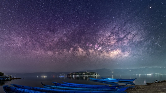 云南-抚仙湖-阳光海岸-星空-银河 图片素材