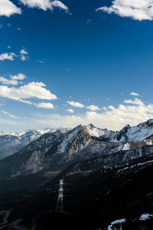 折多山垭口-雪山-蓝天-风光-自然 图片素材