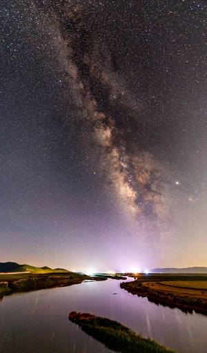 九曲黄河-银河-银河-星空-自然 图片素材