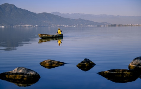 中国四川-西昌-邛海湿地-湖泊-秋天 图片素材
