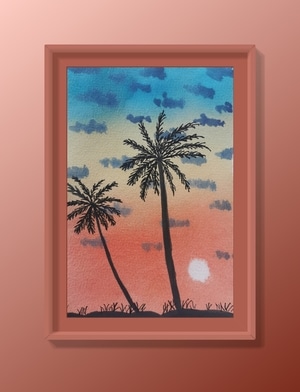 绘画-水彩-风景-剪影-临摹 图片素材