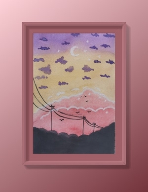 绘画-水彩-风景-剪影-临摹 图片素材