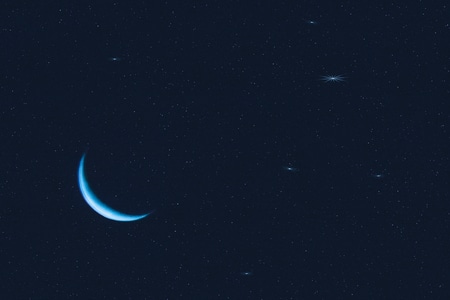 月牙-星空-夜景-月牙-星空 图片素材