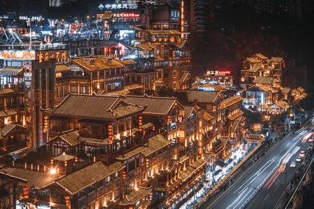 重庆-洪崖洞-夜景-风光-城市风光 图片素材