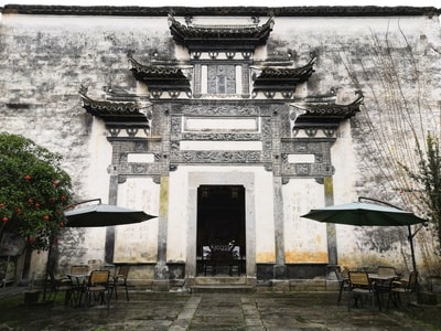 旅行-手机摄影-徽派建筑-山-桌子 图片素材
