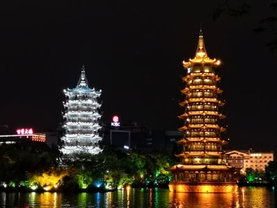 旅行-随手拍-日月双塔-塔楼-古建筑 图片素材