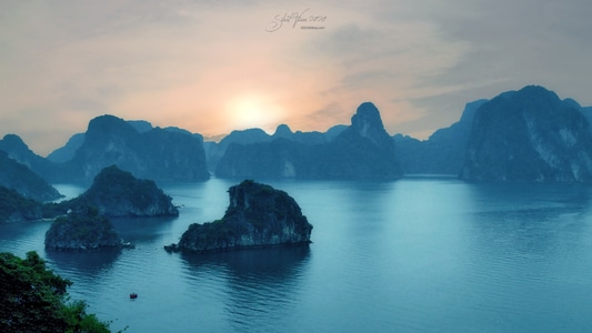 风光-夕阳-无人-越南-下龙湾 图片素材