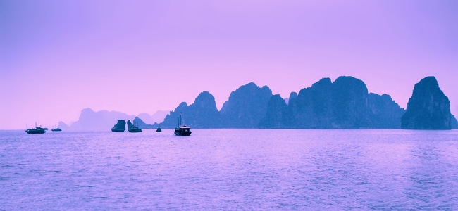 船-无人-风光-海-下龙湾 图片素材