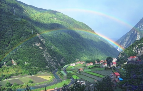 我和我的祖国手机摄影大赛-风光-彩虹-风景-山 图片素材