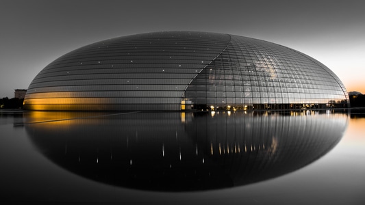 国家大剧院-北京-建筑-倒影-城市 图片素材