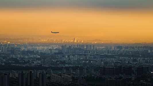 夕阳-航班-飞机-黄昏-日落 图片素材