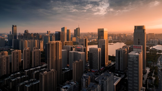 城市-航拍-黄昏-合肥-城市 图片素材