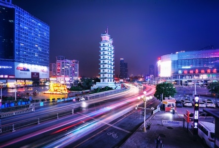 夜景-光轨-都市霓虹-二七广场-城市 图片素材