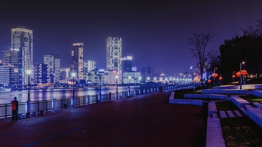陆家嘴-浦东看浦西-夜景-城市-城市风光 图片素材
