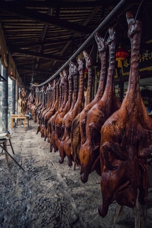 安昌古镇-年货备足-食物-美食-烤鸭 图片素材