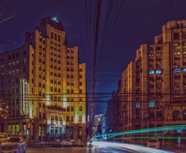 福州路-福州大厦-城市-城市风光-夜景 图片素材