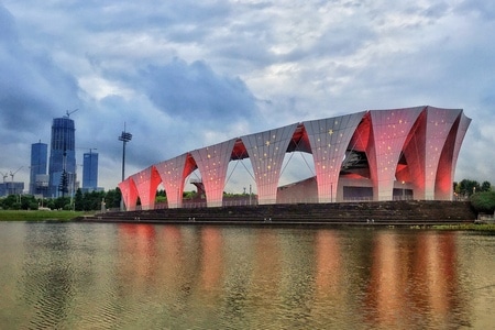 浦东-东方体育中心换灯了-建筑-东方体育中心-风景 图片素材