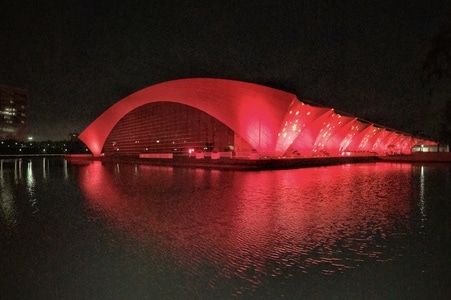 浦东-东方体育中心换灯了-东方体育中心-建筑-夜景 图片素材