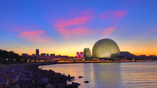 珠海市-大海-天空-大桥-风光 图片素材