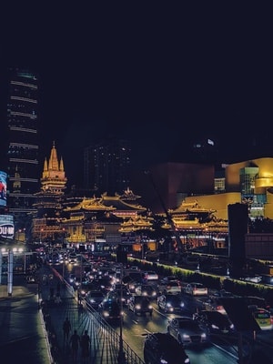 风光-夜景-手机摄影-静安寺-寺庙 图片素材
