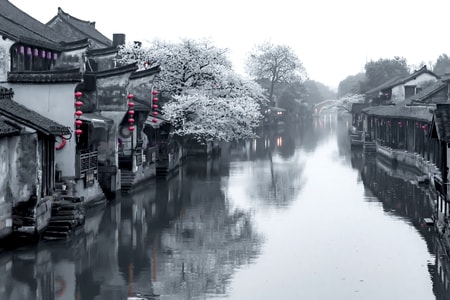古镇-江南-烟雨-建筑-河流 图片素材