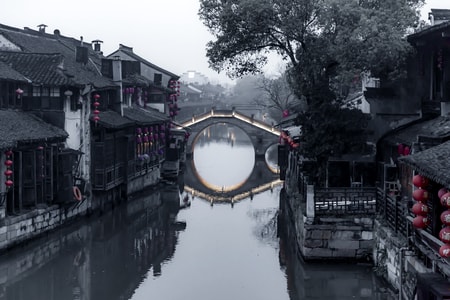 古镇-江南-烟雨-建筑-河流 图片素材