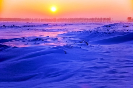 冬日暖阳-冰雪-东北-暖暖冬太阳-日出 图片素材