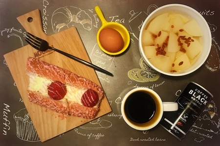 面包-早餐打卡-水果-奈雪的茶-咖啡 图片素材