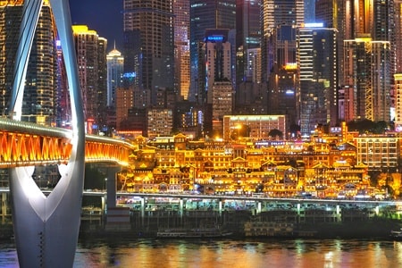 网红地-重庆的-旅游-夜景-街景 图片素材