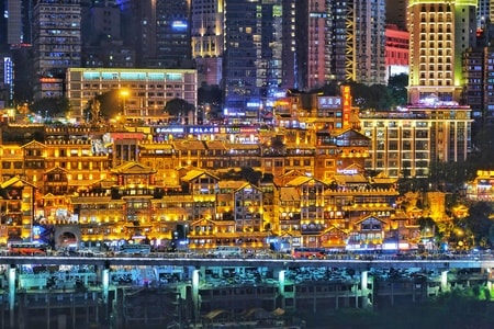 网红地-重庆的-旅游-夜景-夜景 图片素材