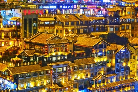 网红地-重庆的-旅游-夜景-建筑 图片素材