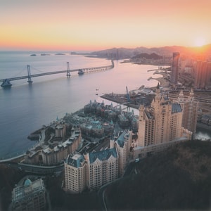 城市-夕阳-无人机-航拍-风光 图片素材