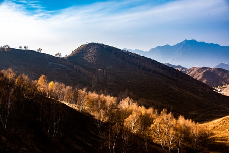 北京-秋-灵山-红叶-山峰 图片素材