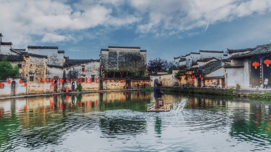 宏村-月湖-湖-建筑-宏村 图片素材