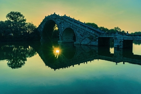 风光-夕阳-运河-绍兴-风景 图片素材