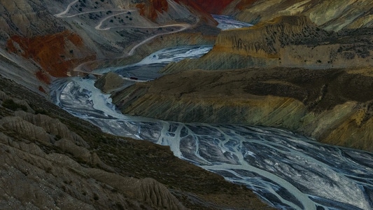 风光-岩石-河流-新疆-安集海大峡谷 图片素材