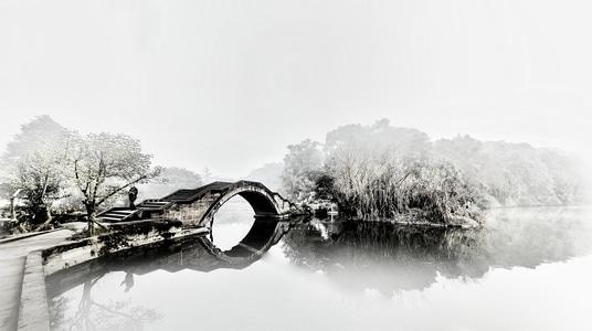 桂湖么园-自然-桥-风景-湖 图片素材