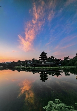 桂湖-朝霞-风景-风光-湖 图片素材