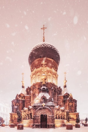 哈尔滨-城市-冬天-雪景-教堂 图片素材