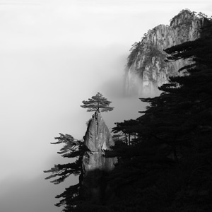 黑白-风光-云雾-黄山-自然 图片素材