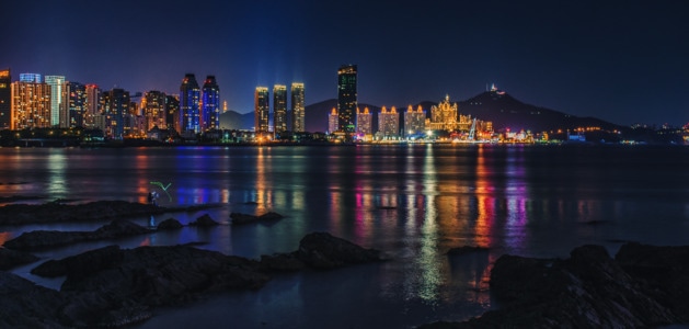 看你的城市-城市-夜景-倒影-大连 图片素材