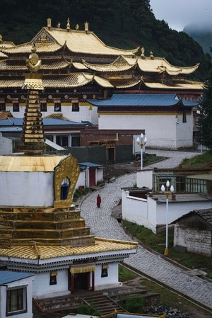 甘肃-甘南-郎木寺-喇嘛-抓拍 图片素材