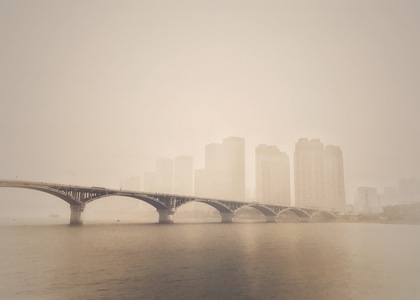 城市-长沙-橘子州头-秋霾-迷雾 图片素材