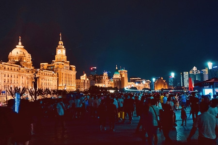 夜色-上海市-手机摄影-尘世烟火-外滩夜景 图片素材