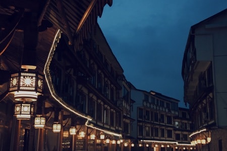 建筑-vscocam-街头-仿古建筑-夜景 图片素材