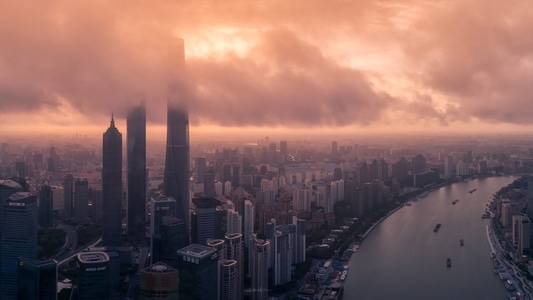 破晓-黎明-天际线-陆家嘴-上海 图片素材