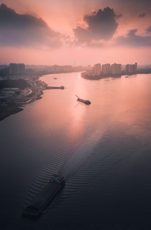 珠江-广州-大学城-航拍-船 图片素材