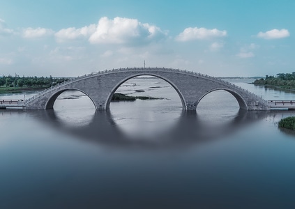 淮安市-金湖县-桥-倒影-水面 图片素材